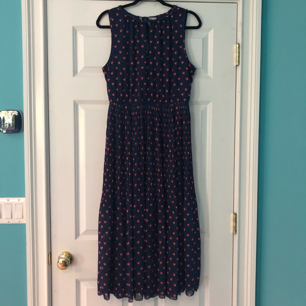 Navy Heart Print Sleeveless Dress